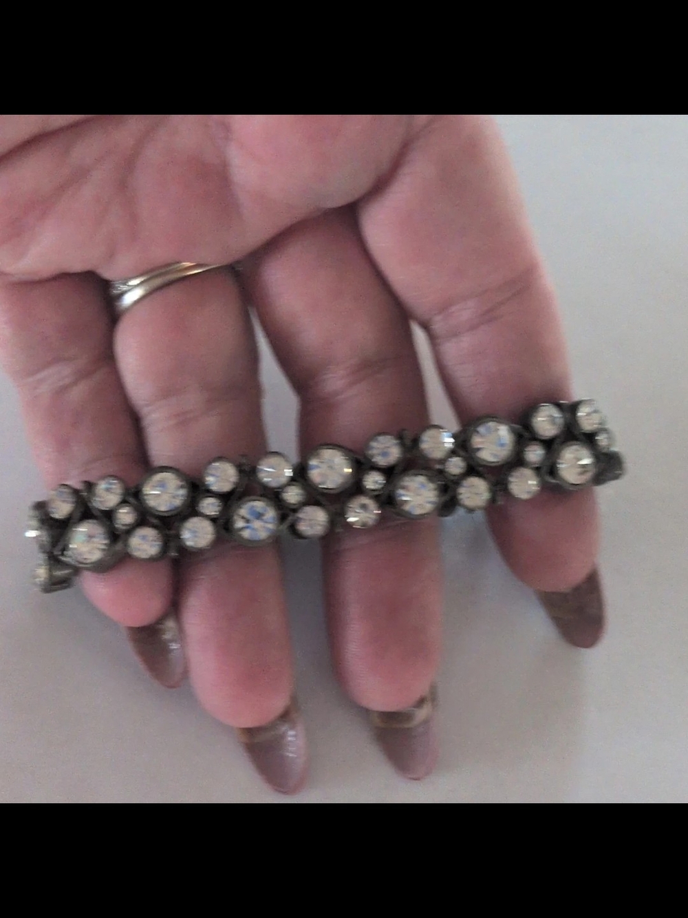 Crystal Cluster Statement Bracelet - Clear Rhinestone Accent